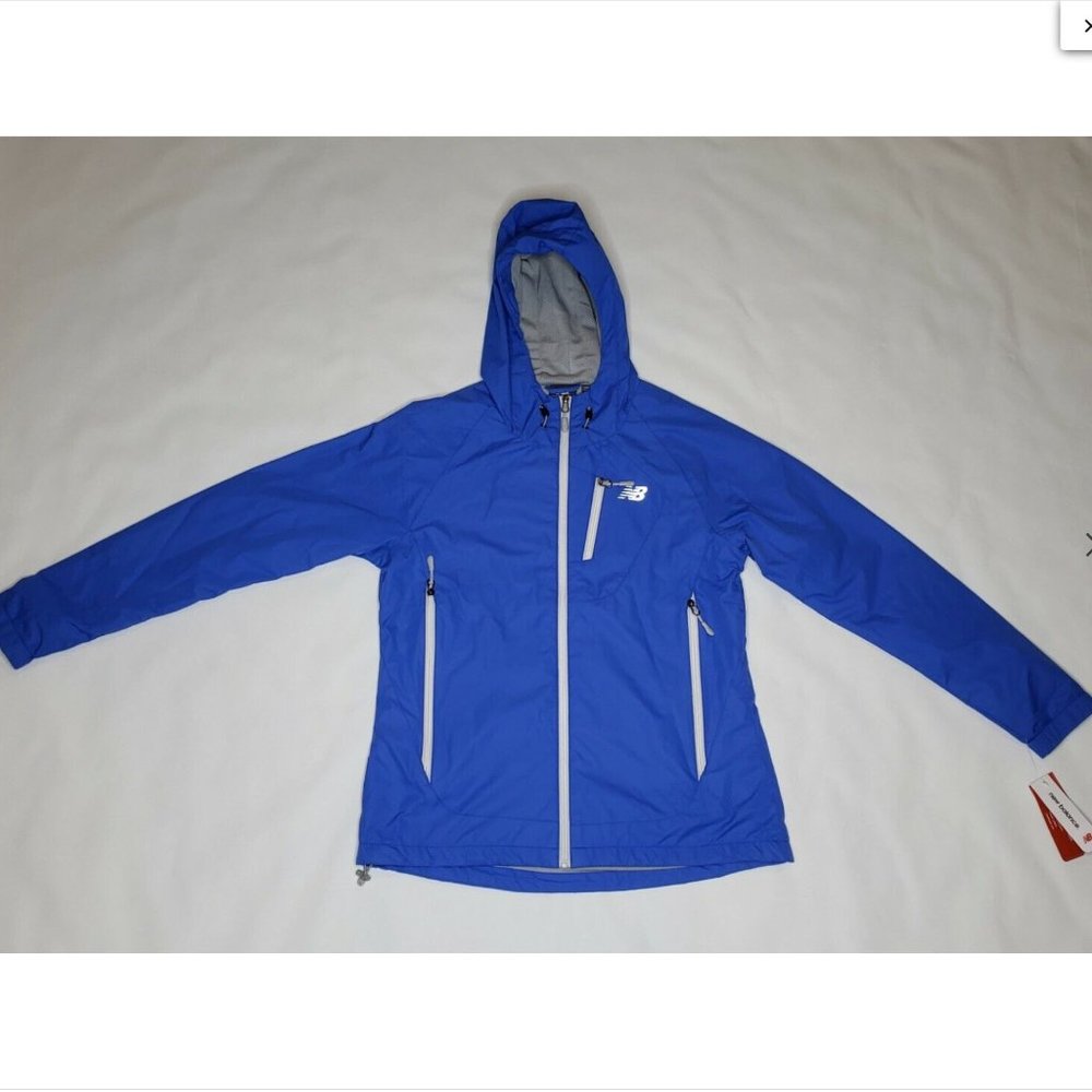 New Balance Light Blue Dobby Jacket Women's Large, Wind and Water Resistant